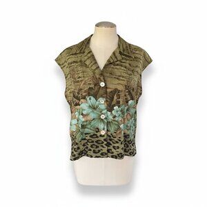 Scarlett Animal Print Button Down Blouse Size 11/12